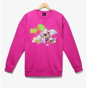 Disney Minnie Mouse and Daisy Duck Hot Pink Beach Crewneck — BoxLunch Small